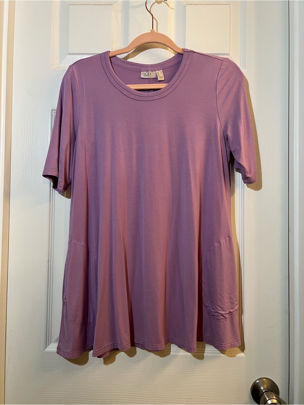 LOGO by Lori Goldstein Lavender Short Sleeve Swing Tunic